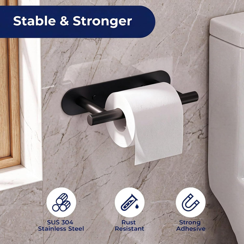 Adhesive or Screw Toilet Paper Holder, Matte Black Toilet Roll Holder