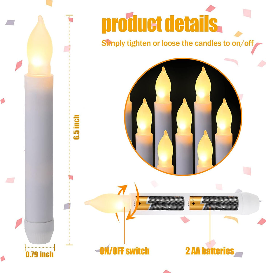 Remagr 12 Pcs Halloween LED Taper Candles Battery Operated, Warm White