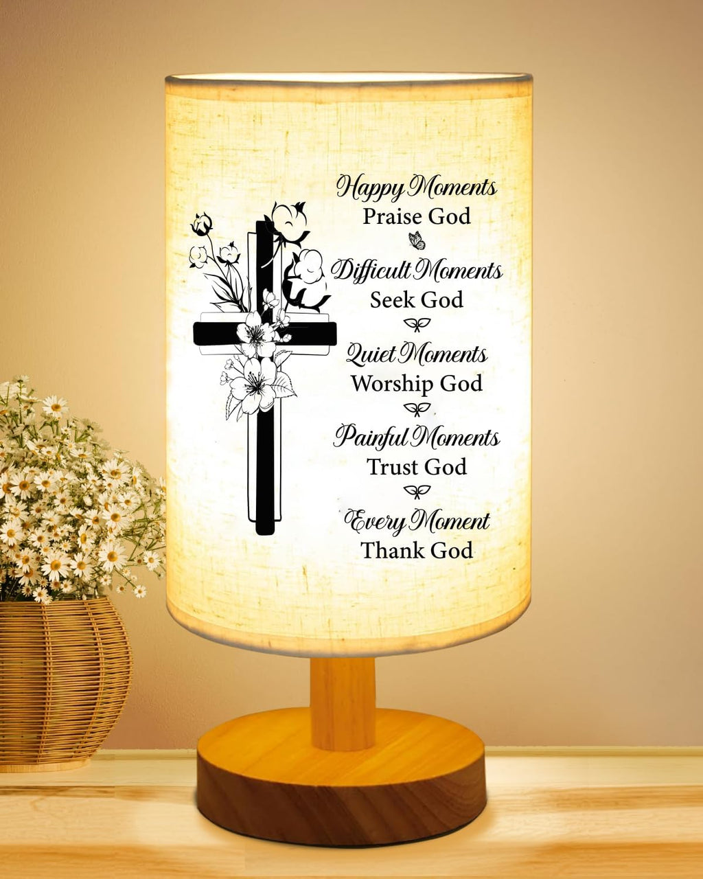 Christian Gifts for Women Faith, Spiritual Inspirational Fabric Table Lamp