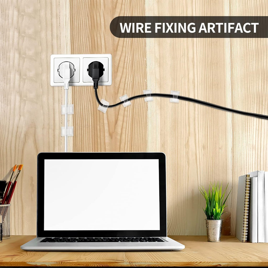 Viaky 30Pcs Clear Cable Clips with Self Adhesive Backed Nylon Cord Holder