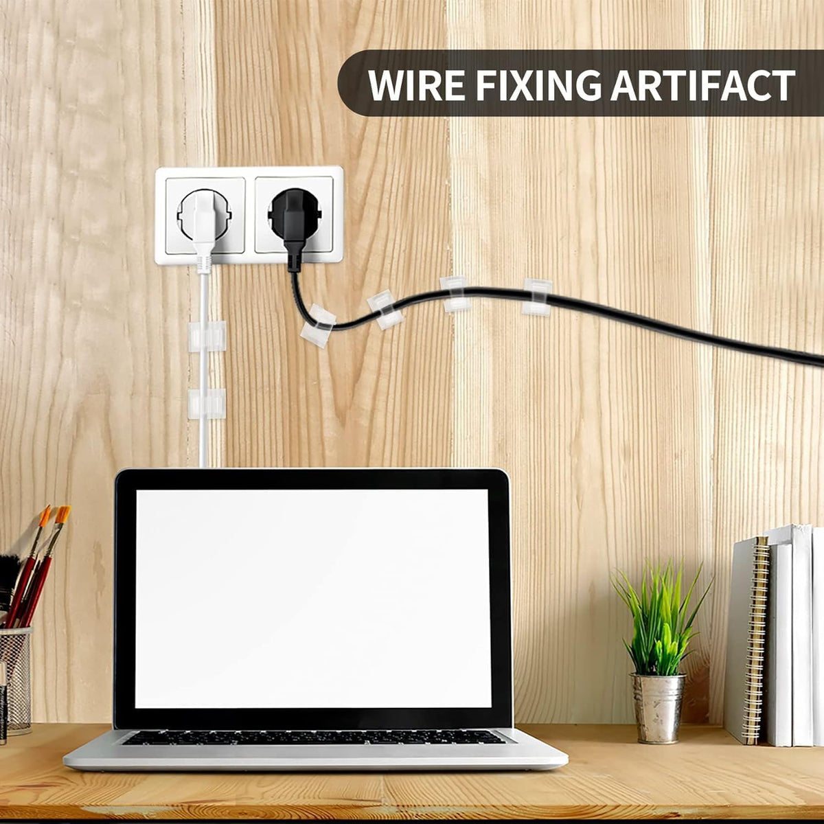 Viaky 30Pcs Clear Cable Clips with Self Adhesive Backed Nylon Cord Holder