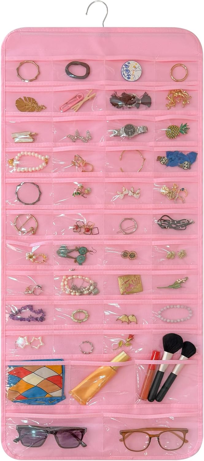 Bloss Hanging Jewelry Organizer With Pockets Double-Size For Earring Jewelry Storage