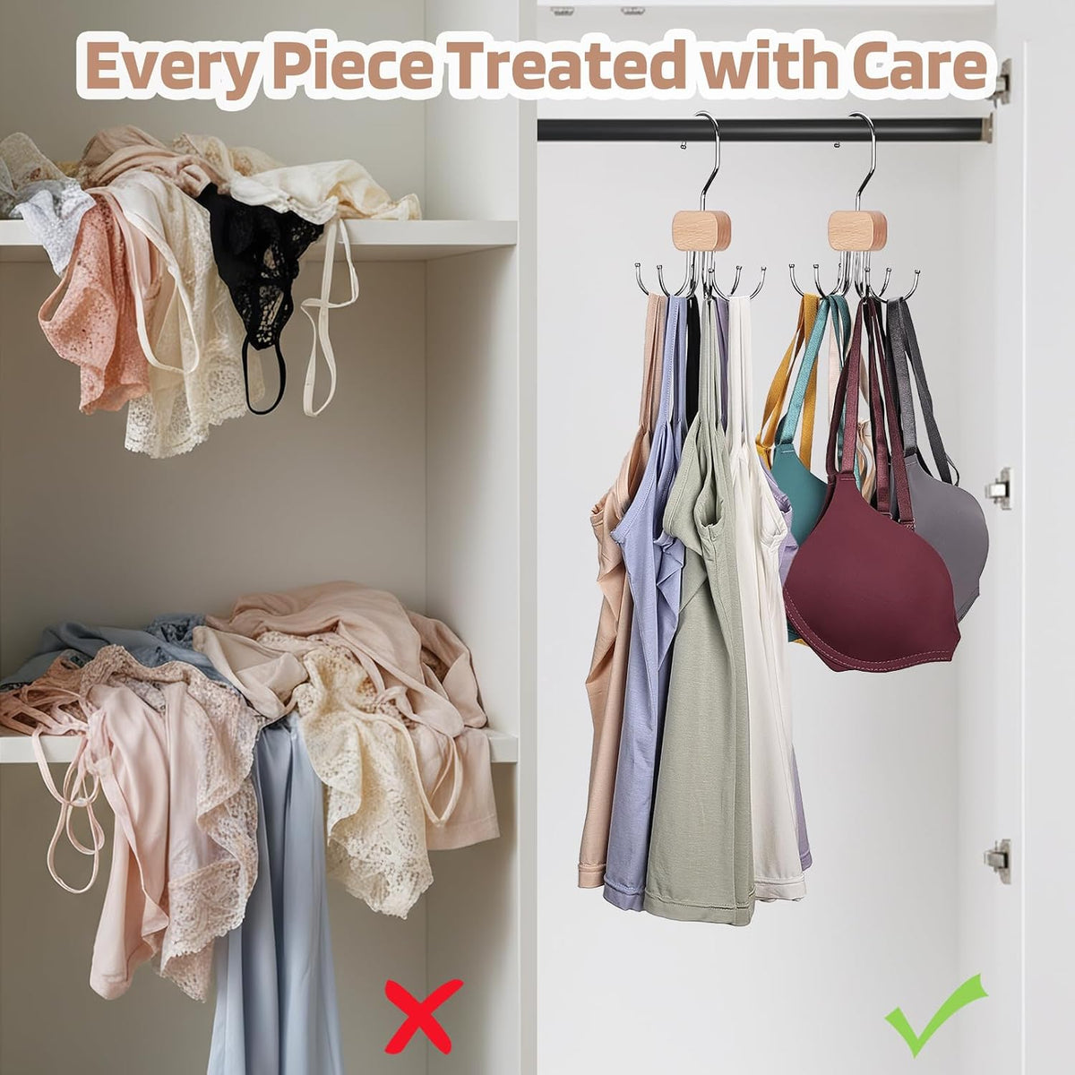 3 Pack Tank Top Hangers, Premium Bra Hanger for Closet Organizer
