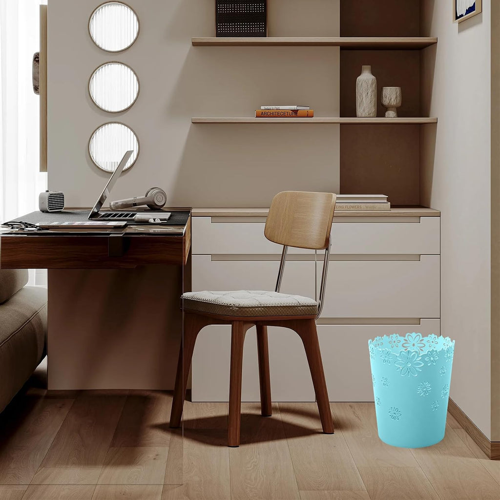 Small Blue Trash Can Wastebasket 3.6 Gallon Bathroom Garbage Can