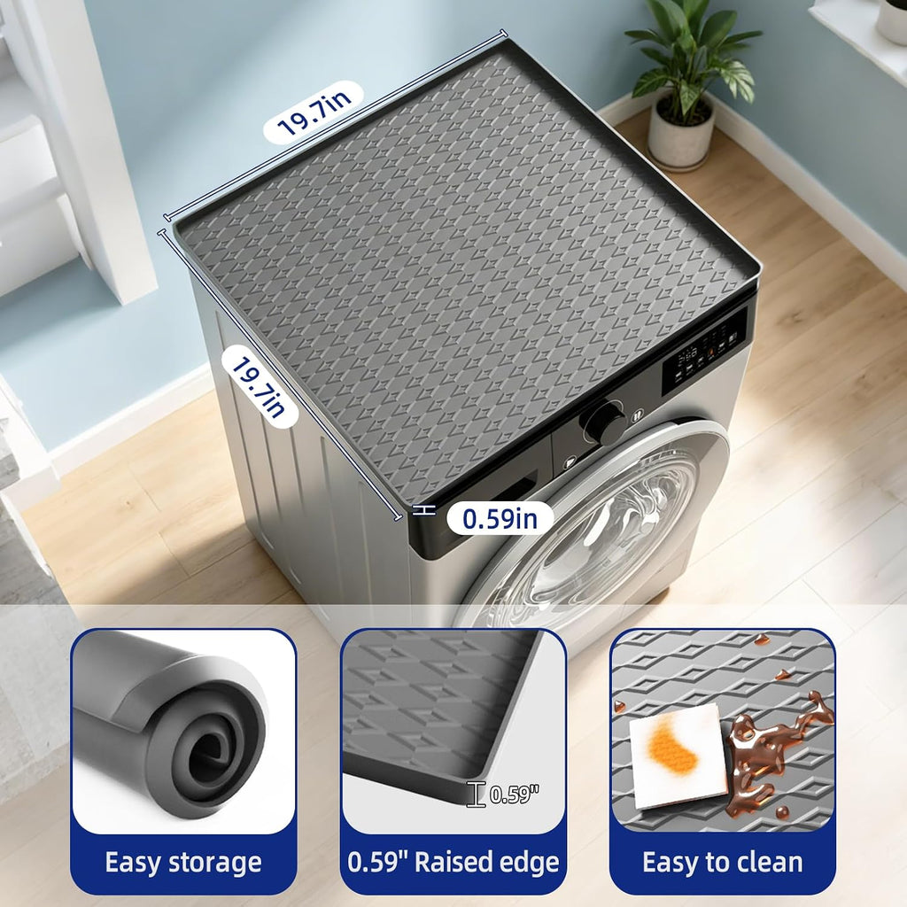 Humidifier Drip Mat -19.7''x19.7''x0.59'' Silicone Dehumidifier Mat, Waterproof Humidifier Tray with Raised Edges, Ideal for Ice Maker,Portable Air Conditioner,Water Cooler,Coffee Machine-Grey