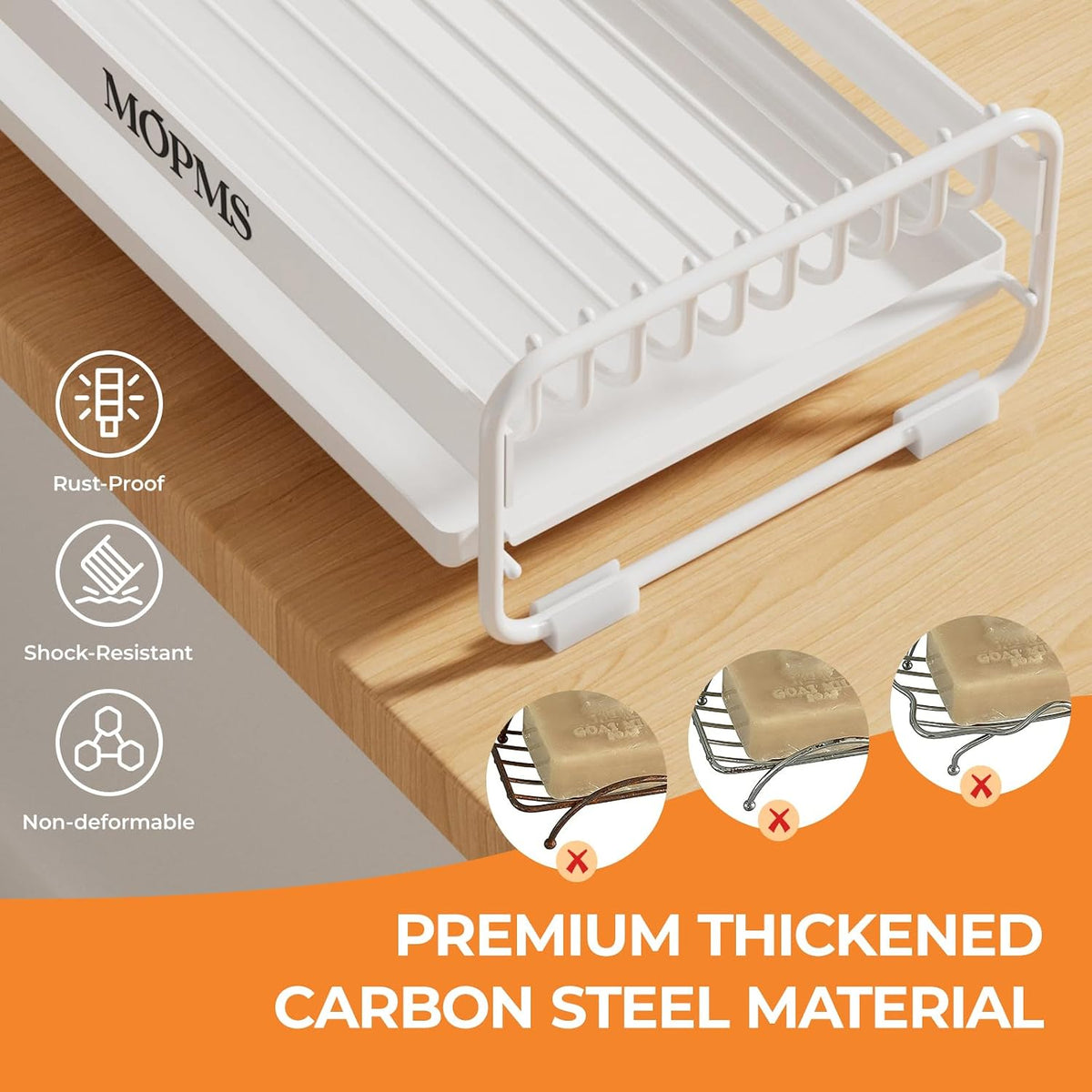 MOPMS Soap Dish for Shower, Carbon Steel Bar Soap Holder with Drainage