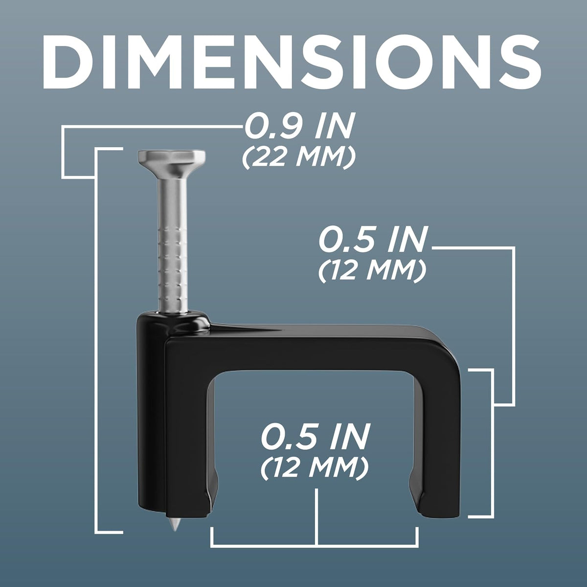 THE CIMPLE CO Dual Coaxial Cable Clips 1/2 in - Indoor/Outdoor Cable Fasteners for Coax, Ethernet, CAT, Wires, and Tubing - Twin Wire Clips with Nails 1/2 Inch (12 mm) - 10 PCS, Black