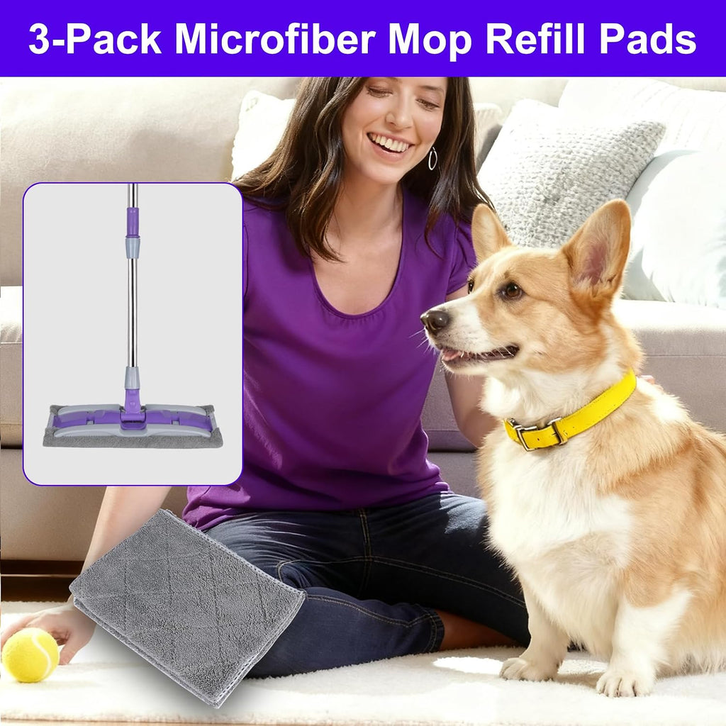3-Pack Microfiber Mops Refill Pads for 14 Inch Mop (Gray)