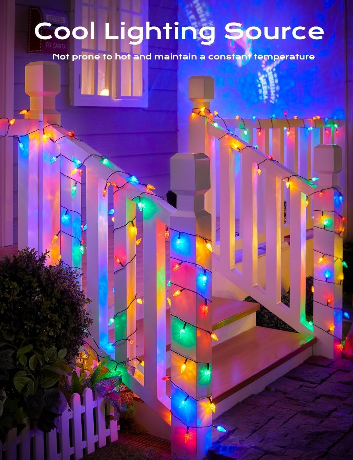 2 Pack C6 Battery-Operated-Christmas-Lights 100LED Multicolor String Lights