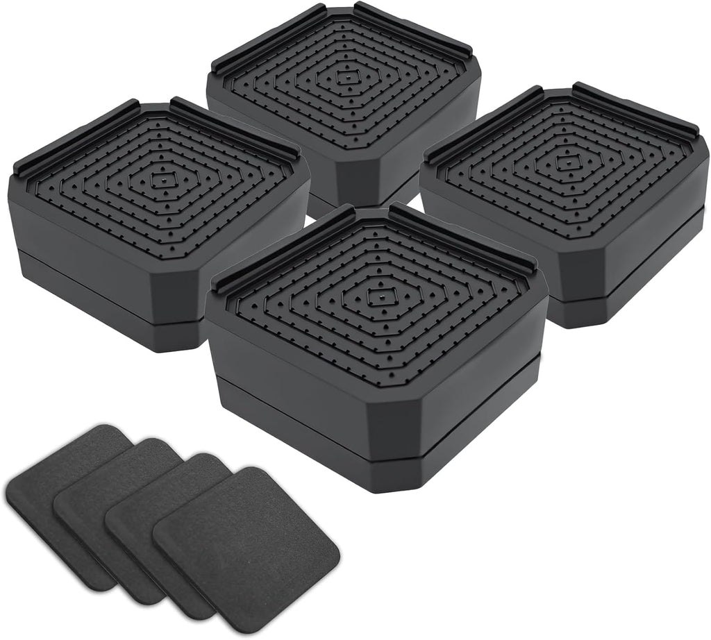 4 Pack Bed Risers Heavy Duty, Adjustable Furniture Risers for Bed Couch Sofa Desk Chair Blocks, Lift Height 1.5", 3" or 4.3" (Black, One Layers 1.5 Inches)