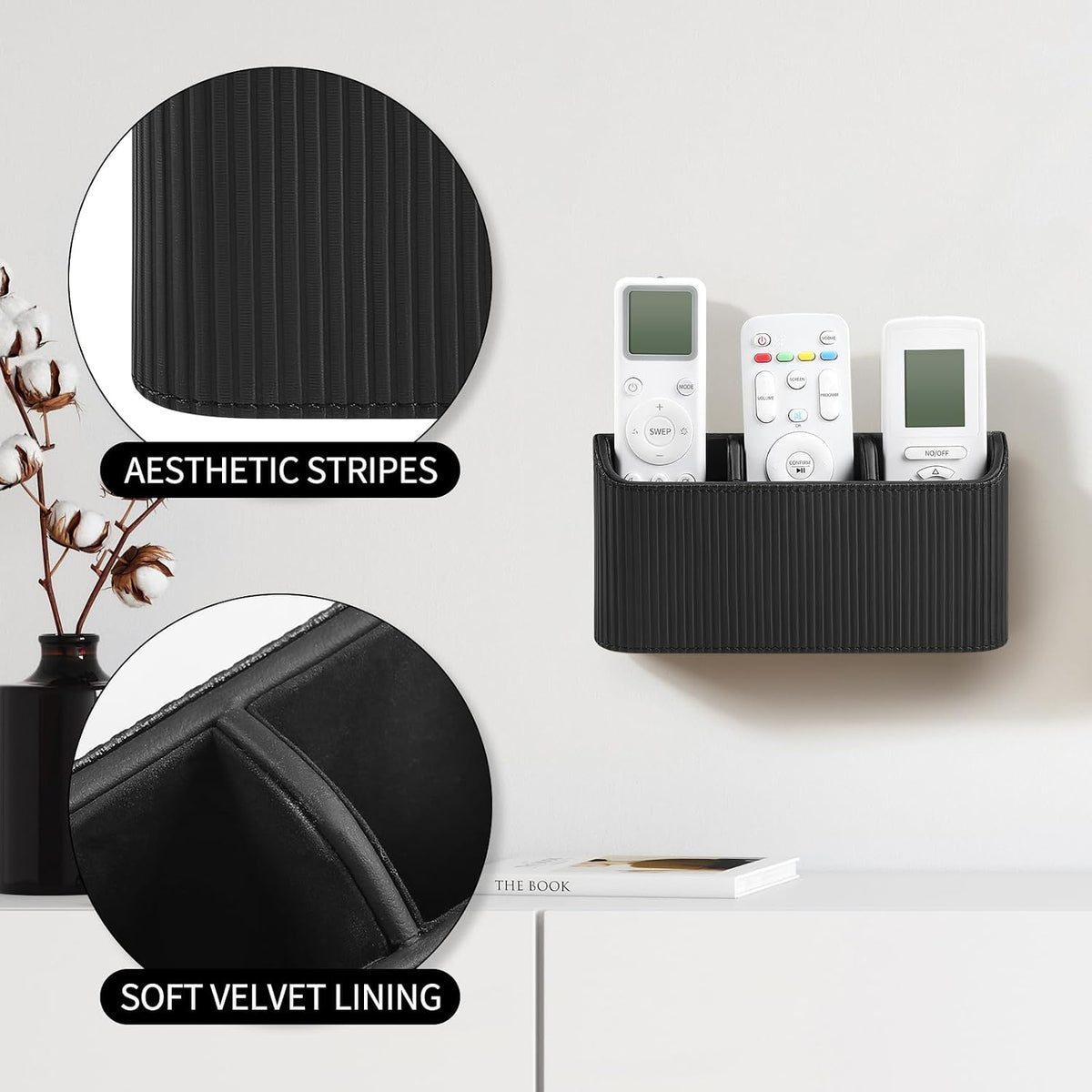 Remote Control Holder Wall Mount TV Remote Holder Caddy Organizer