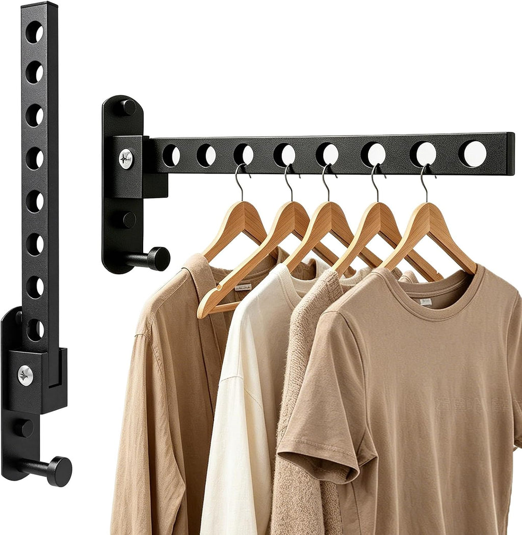 Wall Mounted Clothes Drying Rack, Space Saver, Easy Install, 2 Pcs