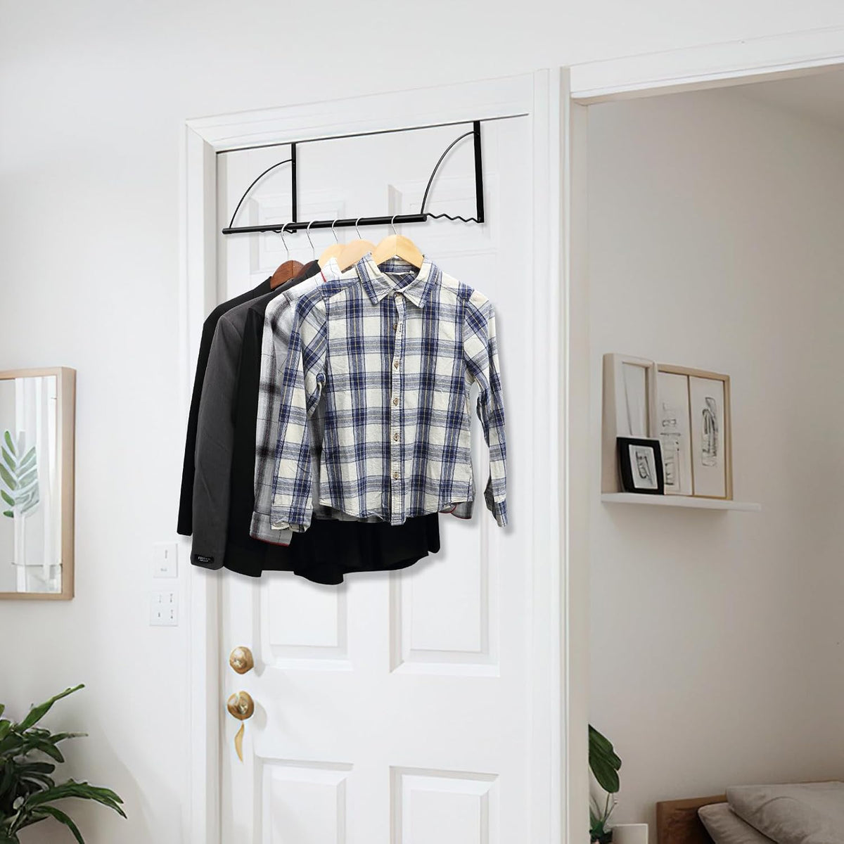 Menkxi Over the Door Hooks Adjustable for Hanging Towels Coats, Black