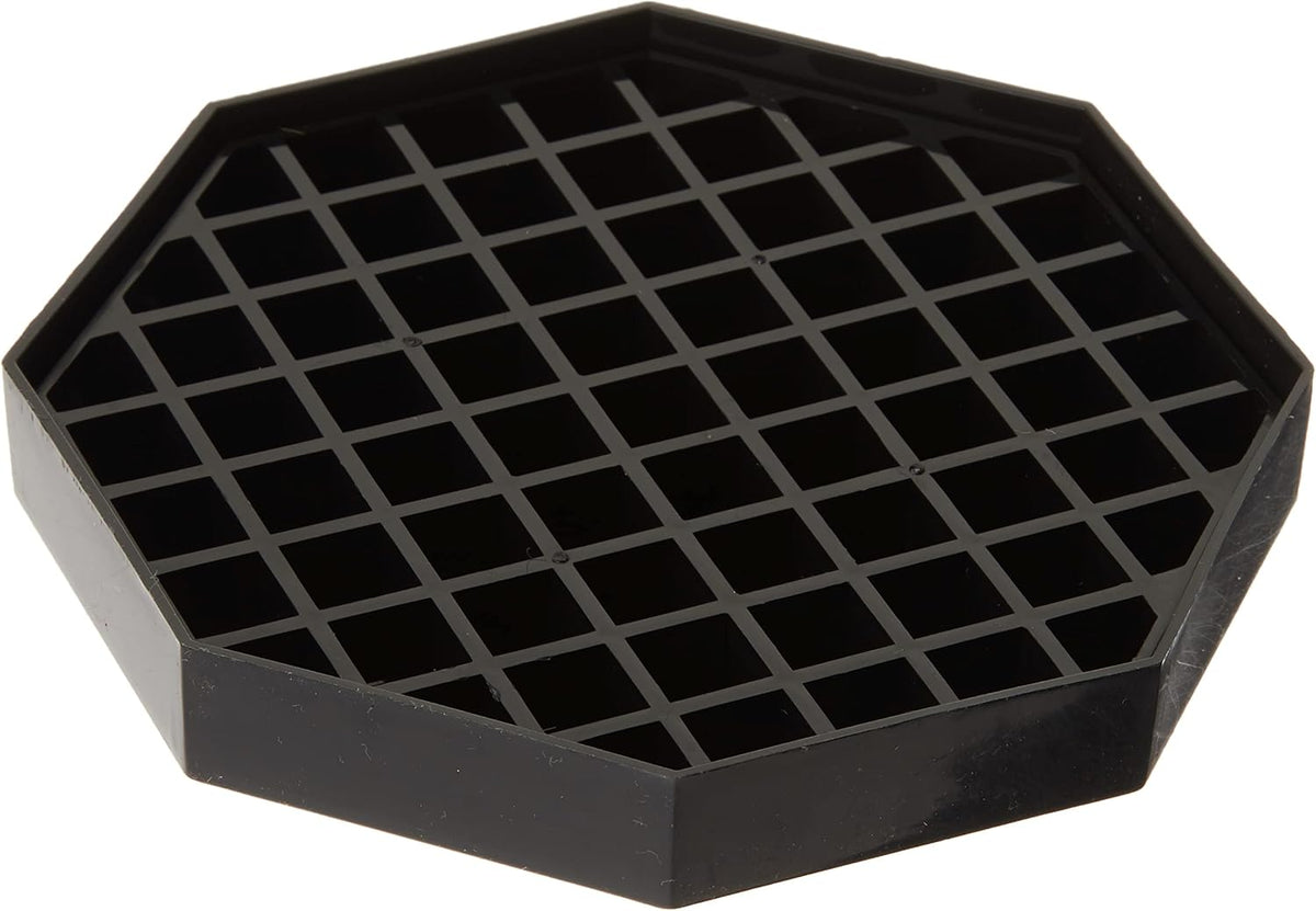 Winco 6" Black Plastic Drip Tray Octagonal (Set of 4)