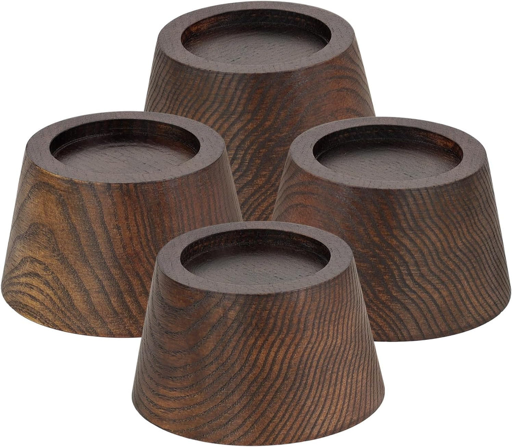 Bed Risers (Set of 4) Furniture Risers Lifts Height 2", Oak Solid Wooden Risers for Bed, Furniture Risers with Non-Slip Recessed Hole (Monolithic Wood, 4pcs-2" Hight-Walnut Color)