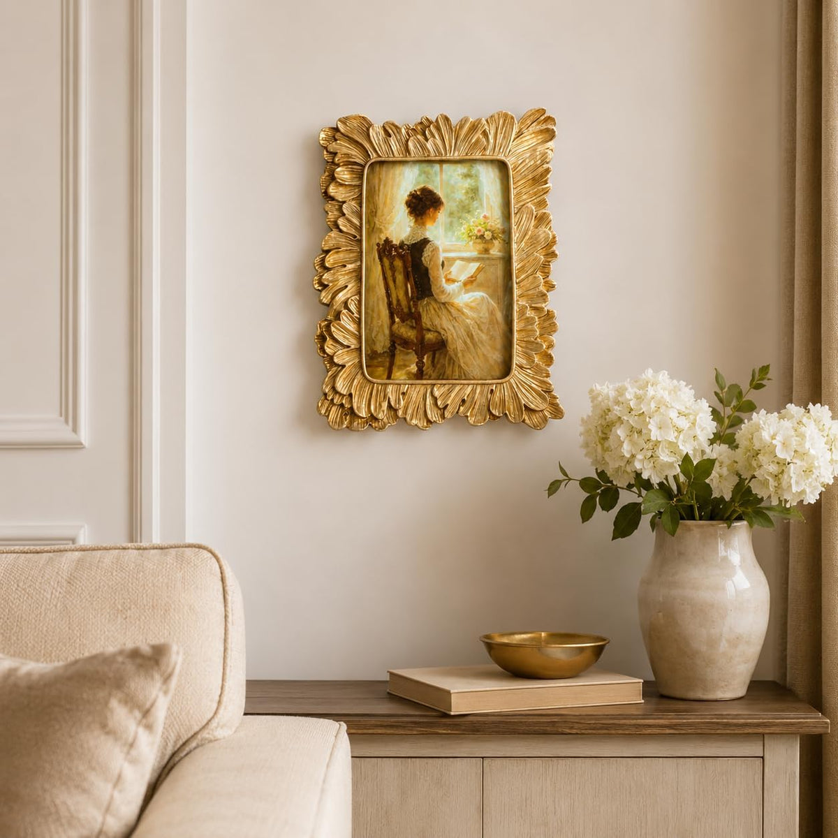 Vintage Picture Frames, Gold Vintage Frame, Feather,Gold, 4x6 Inch