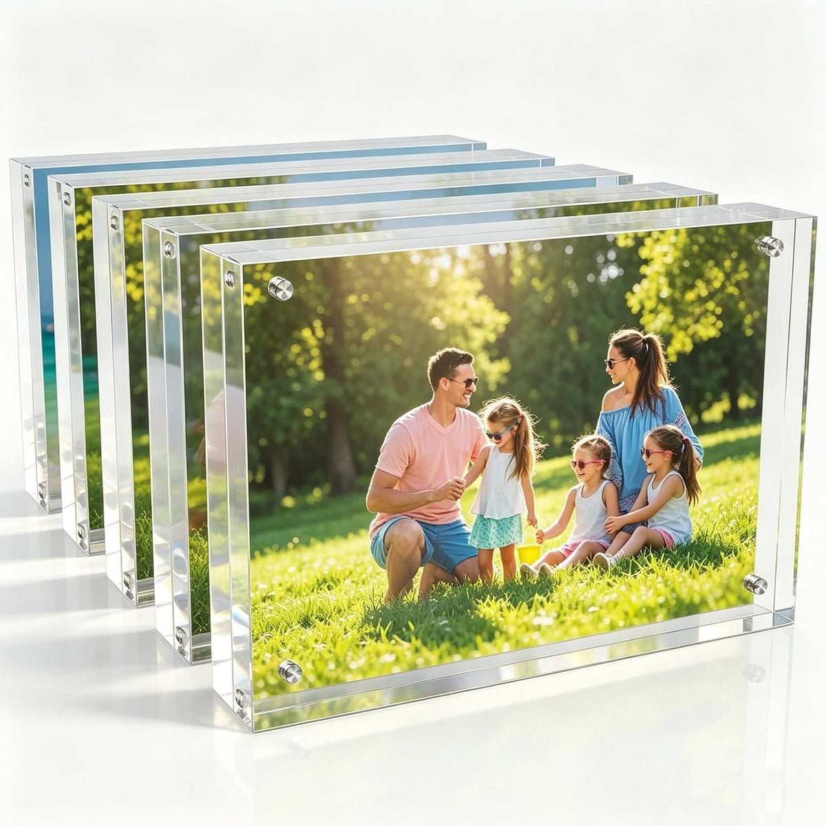 4x6 Inch Acrylic Picture Frame 5 Pack, 10+10mm Magnetic Photo Frame