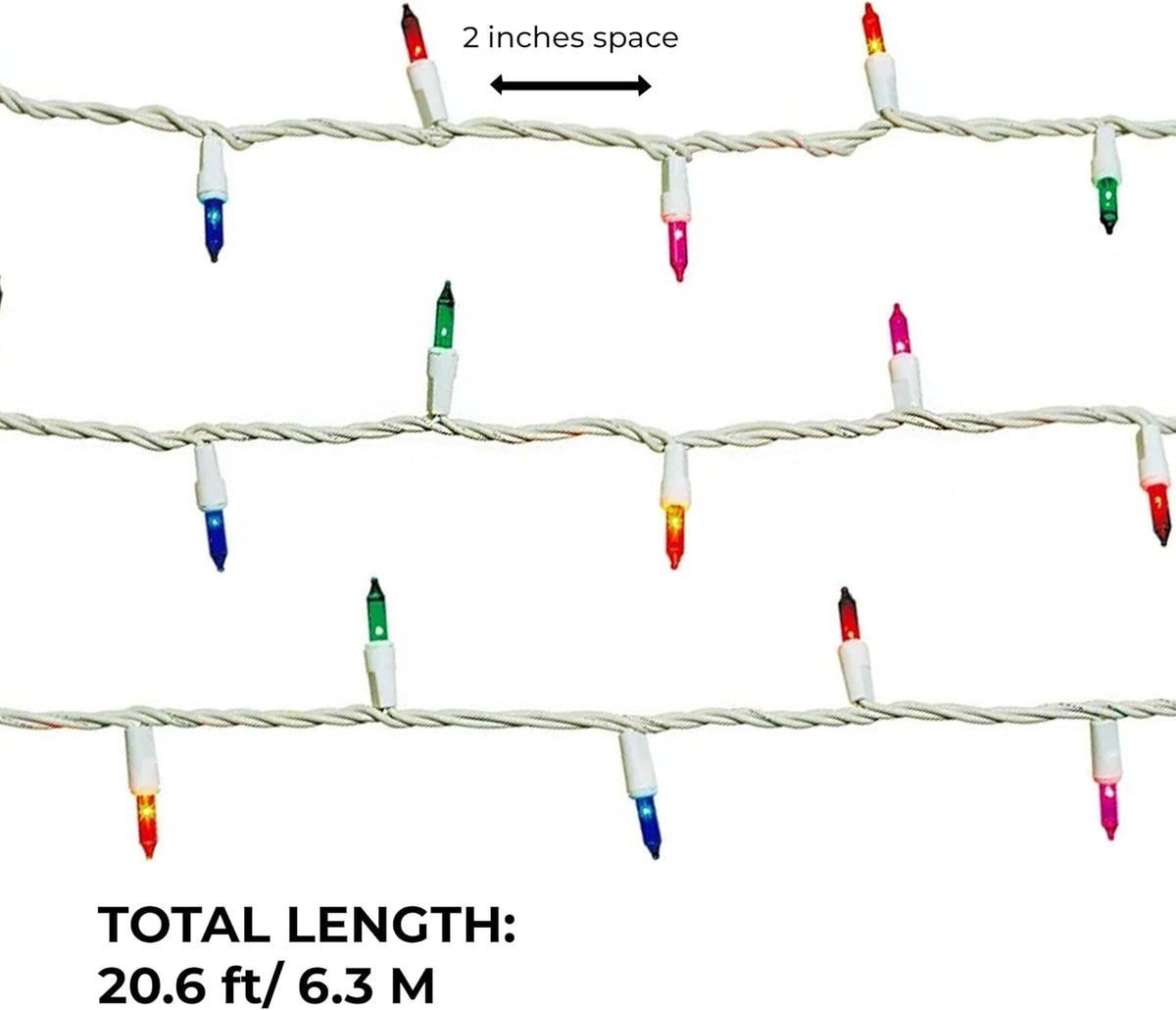 100 Count Multicolor Incandescent Christmas Lights White Wire String Light Indoor Outdoor Tree Garland Holiday Wedding Party Decorations