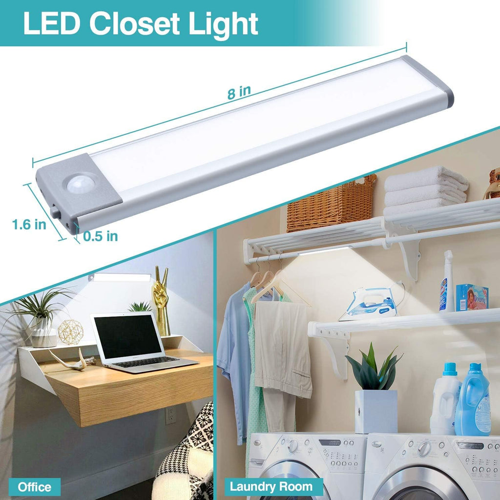 10-Inch Motion Sensor Under Cabinet Light - 7000K 1500mAh USB-C Rechargeable Magnetic Wireless Lighting, No Drill Installation for Kitchen, Closets