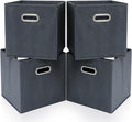 11 Inch Cube Storage Bins , Fabric Cubes Organizer Baskets with Handle, Foldable Basket for Closet or Collapsible Storage Box, 11x11x11 Set of 4 (Grey )