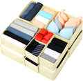 15 Pack Drawer Organizer for Clothes, Dresser Organizer for Baby Clothes, Foldable Closet Storage Dividers & Bins for Nursery, Bedroom, Underwear, Socks, Bras, and Ties (Beige)