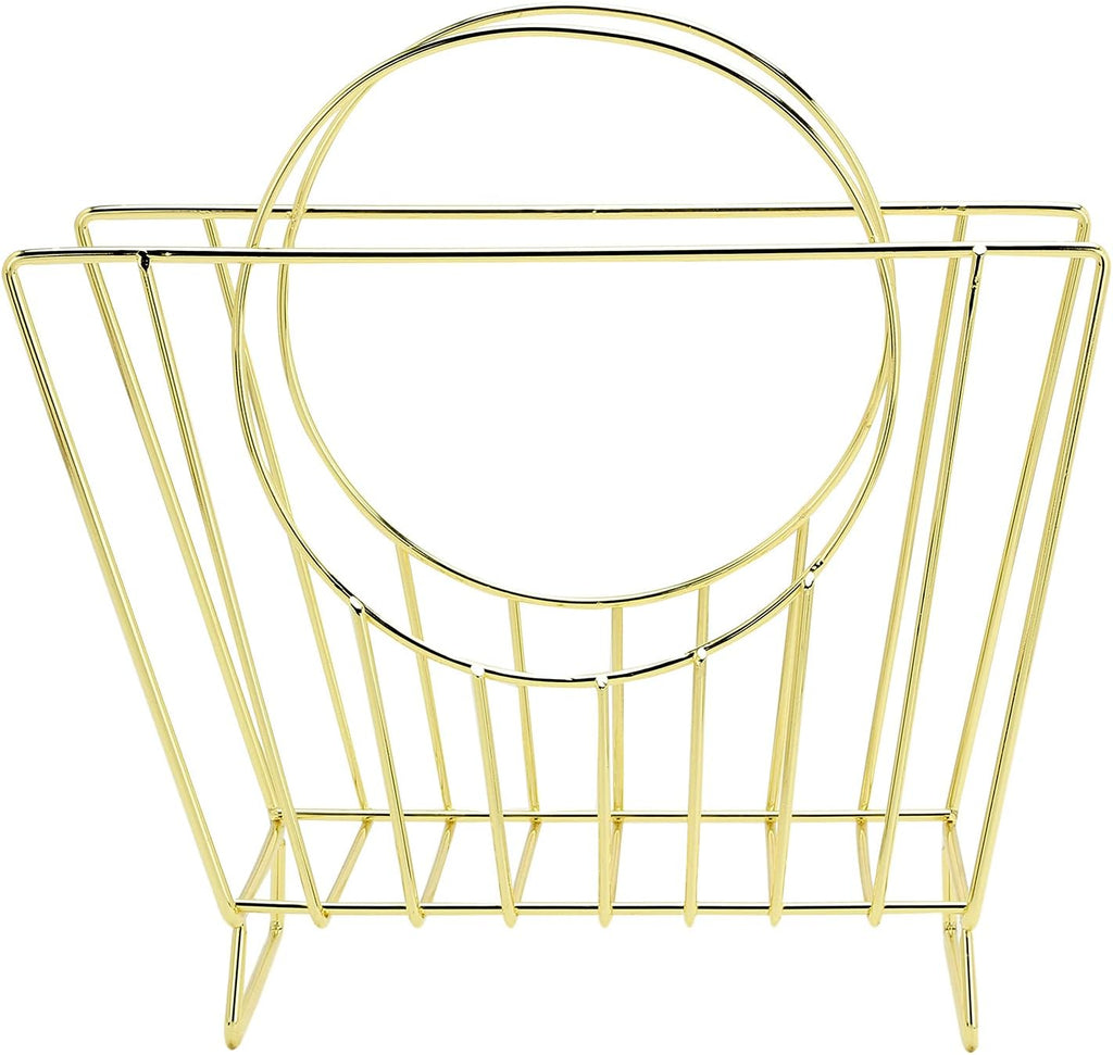 MyGift Brass Metal Magazine Holder, Mid-Century Document File Rack