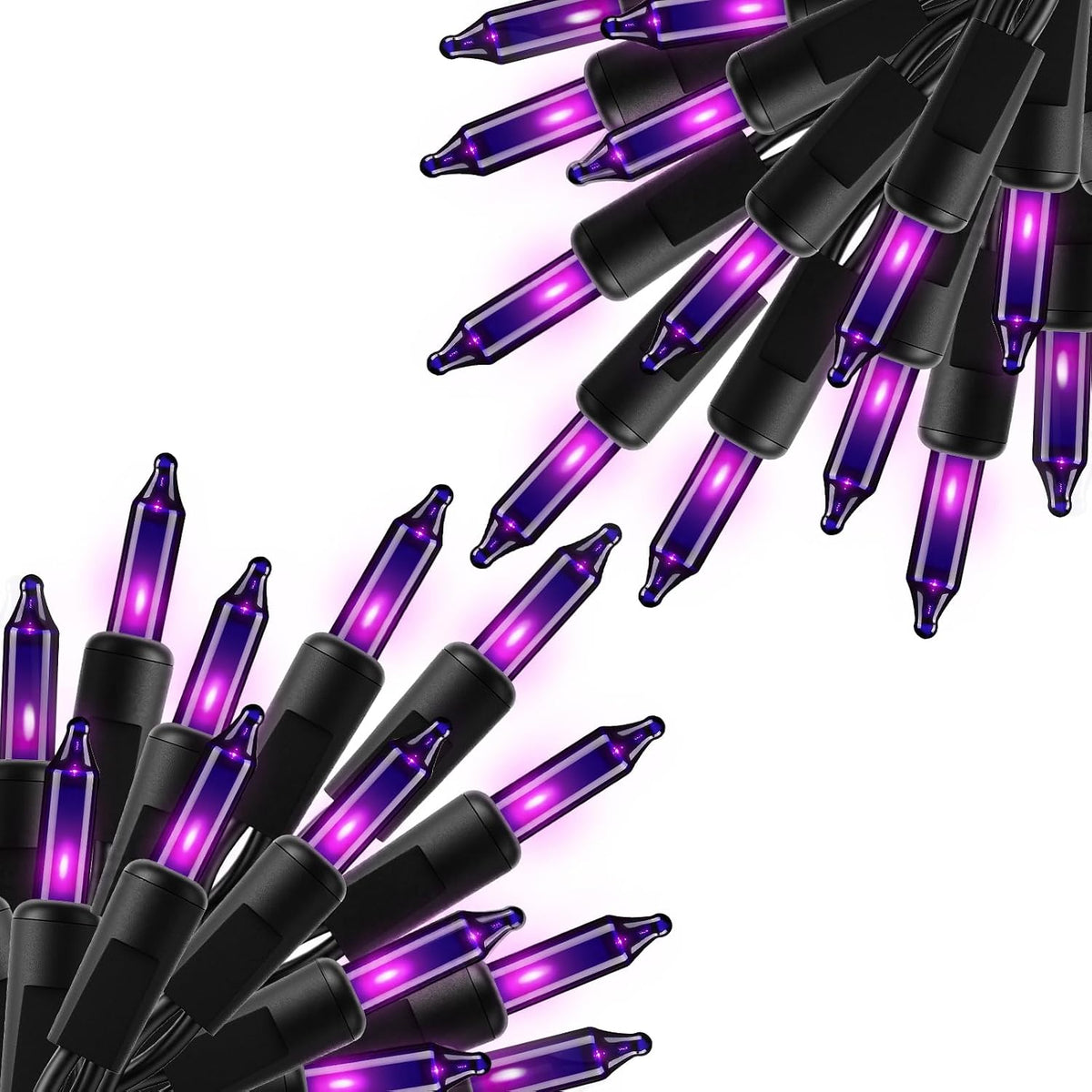 2 Pack Purple Halloween Mini Lights, 10 Feet 50 Count Mini String Lights