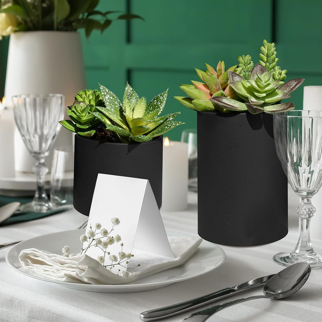 Winlyn Set of 3 Artificial Plants Decor Greenery Fake Succulents Indoor Potted Fake Plant with Black Planter for Farmhouse Room Bathroom Bedroom Kitchen Office Table Desk Decor