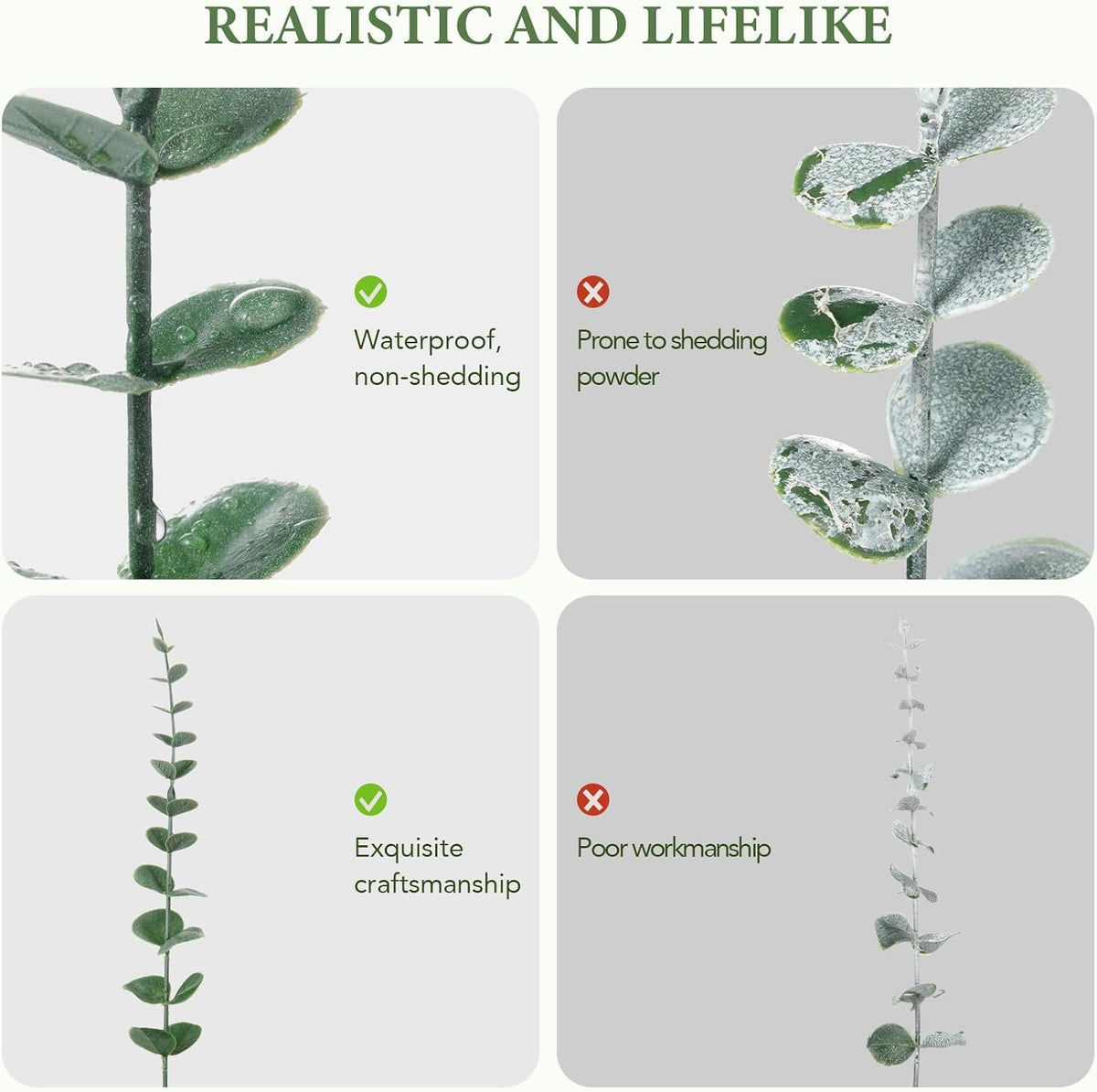 80 Pcs Artificial Eucalyptus Stems Fake Eucalyptus Leaves Eucalyptus Plant