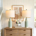 USumkky 23.75" Modern Green Ceramic Table Lamp Set of 2 for Living Room