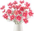 Daisy Flowers Artificial,6PCS Pink Faux Flowers 24'' Cosmos Silk Flowers Fake Wildflower Stems for Wedding Party Kitchens Home Decoration(Deep Pink)