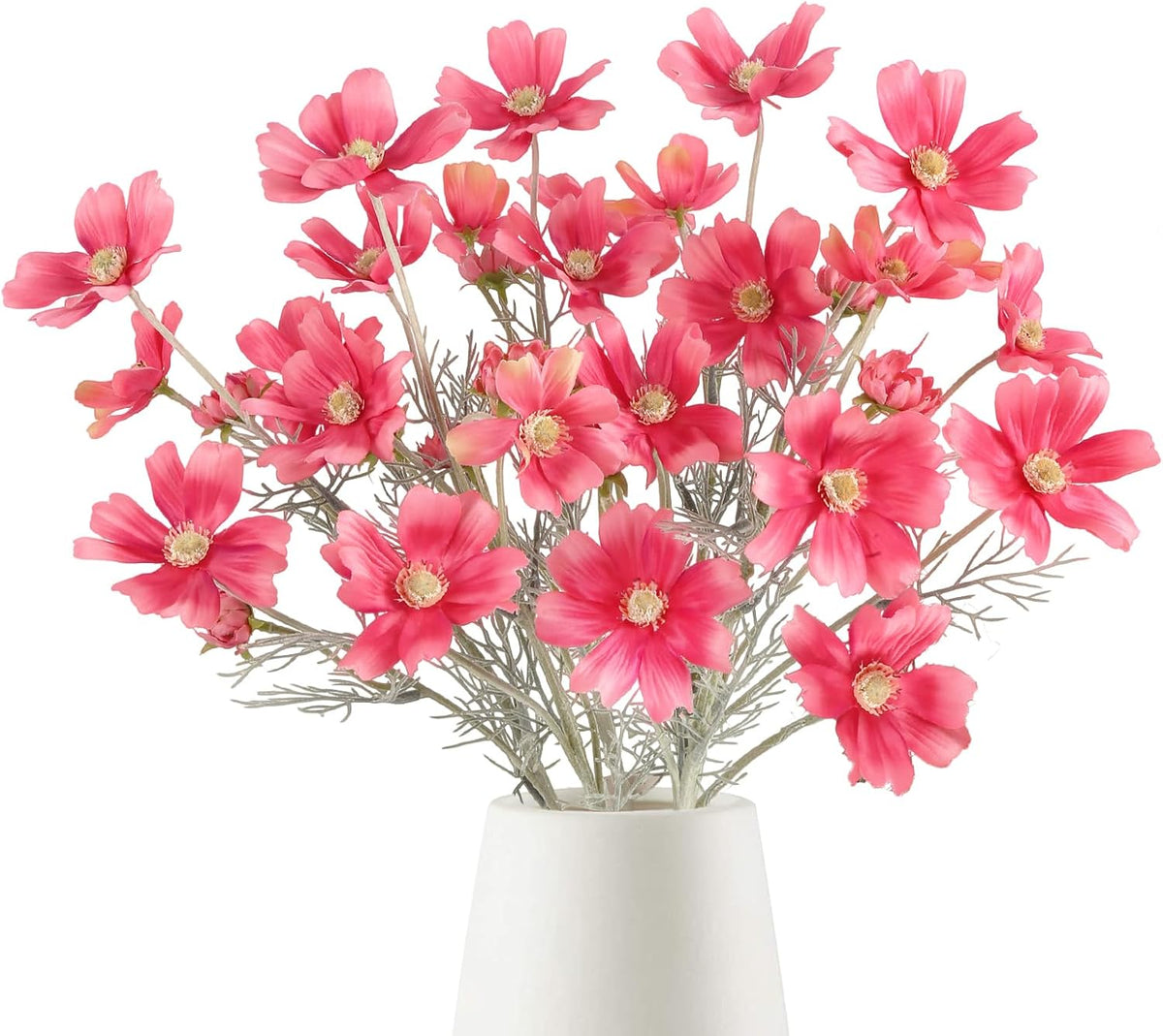 Daisy Flowers Artificial,6PCS Pink Faux Flowers 24'' Cosmos Silk Flowers Fake Wildflower Stems for Wedding Party Kitchens Home Decoration(Deep Pink)