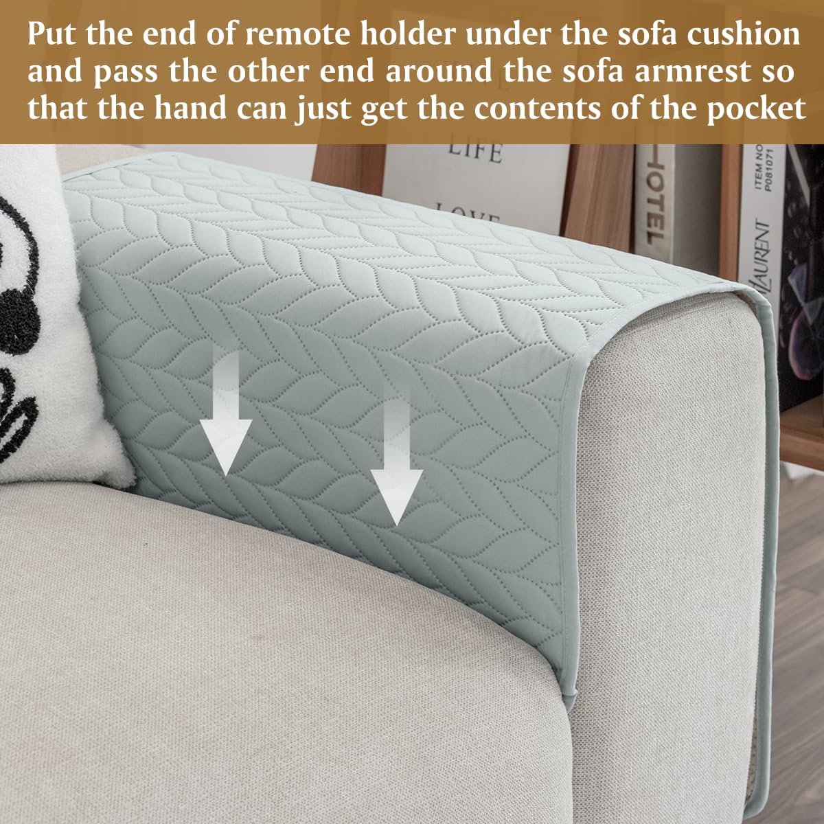 Remote Control Holder for Recliner, Sofa Armrest Organizer with Non-Slip Base, Tv Remote Holder Couch Caddy Armchair Caddy Bedside Organizer with 6 Pockets for Magazine, Tablet, Phone(Grey)