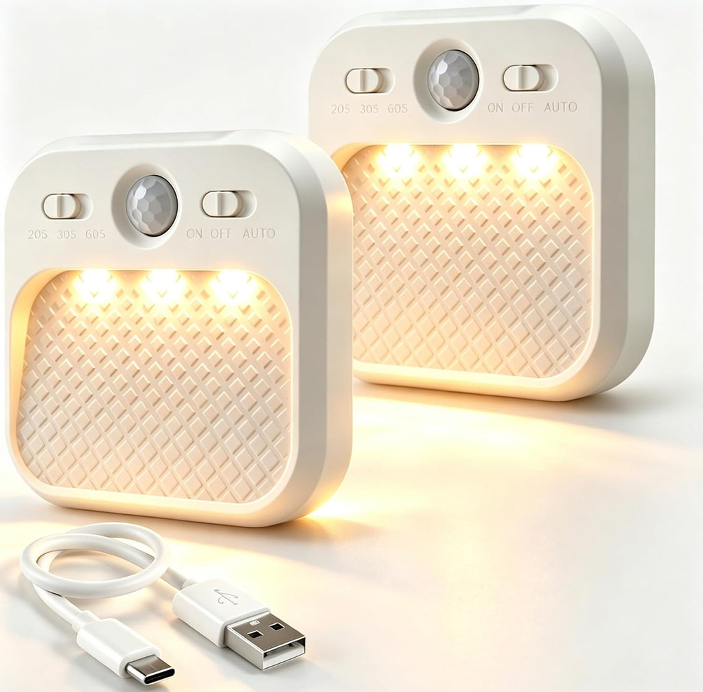 Rechargeable Motion Sensor Night Light, LED Cordless Stick On Wall Light for Stairs Bedroom Bathroom RV Cruise Ship Cabin
