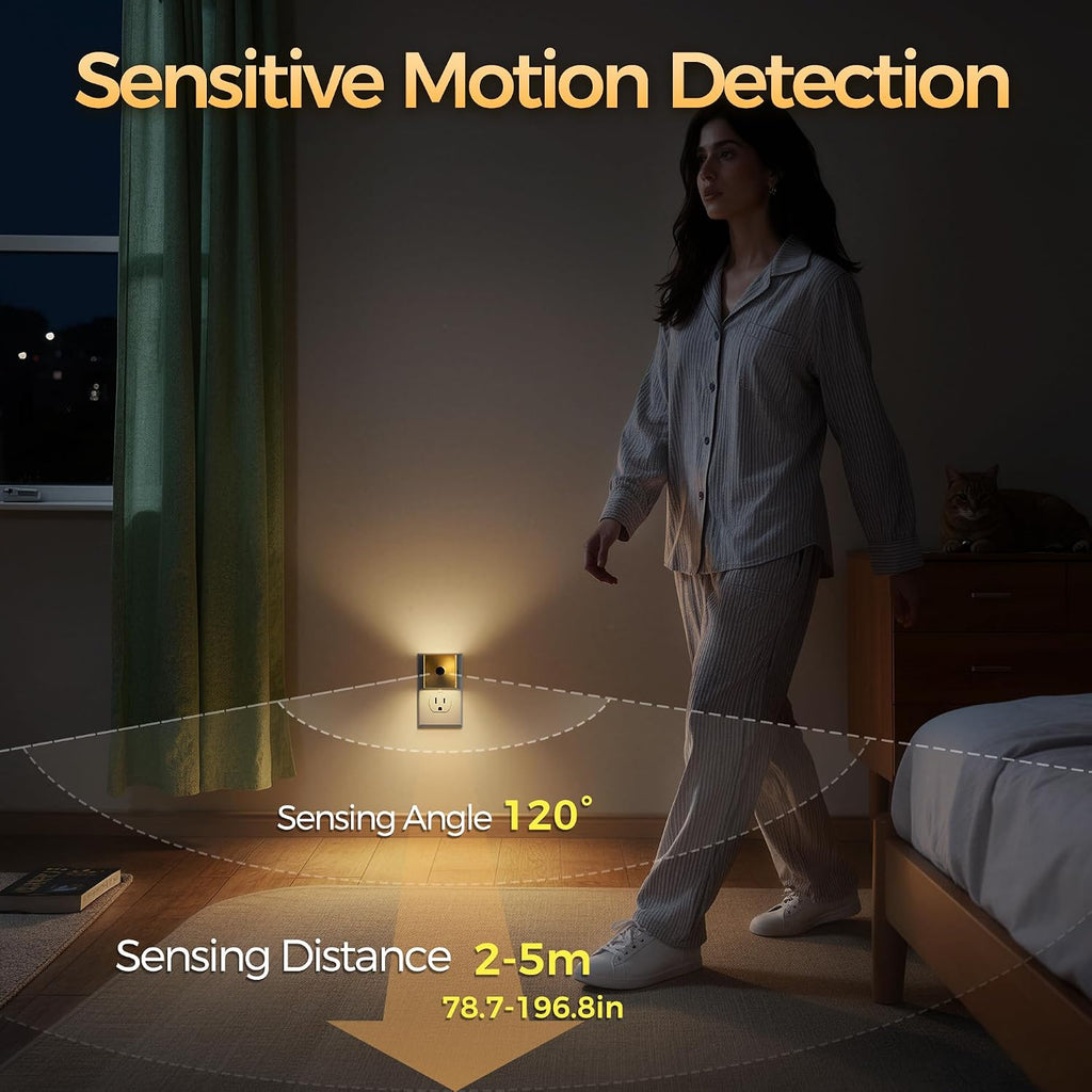 DORESshop LED Plug in Night Light,Motion Sensor Dusk to Dawn Night Light