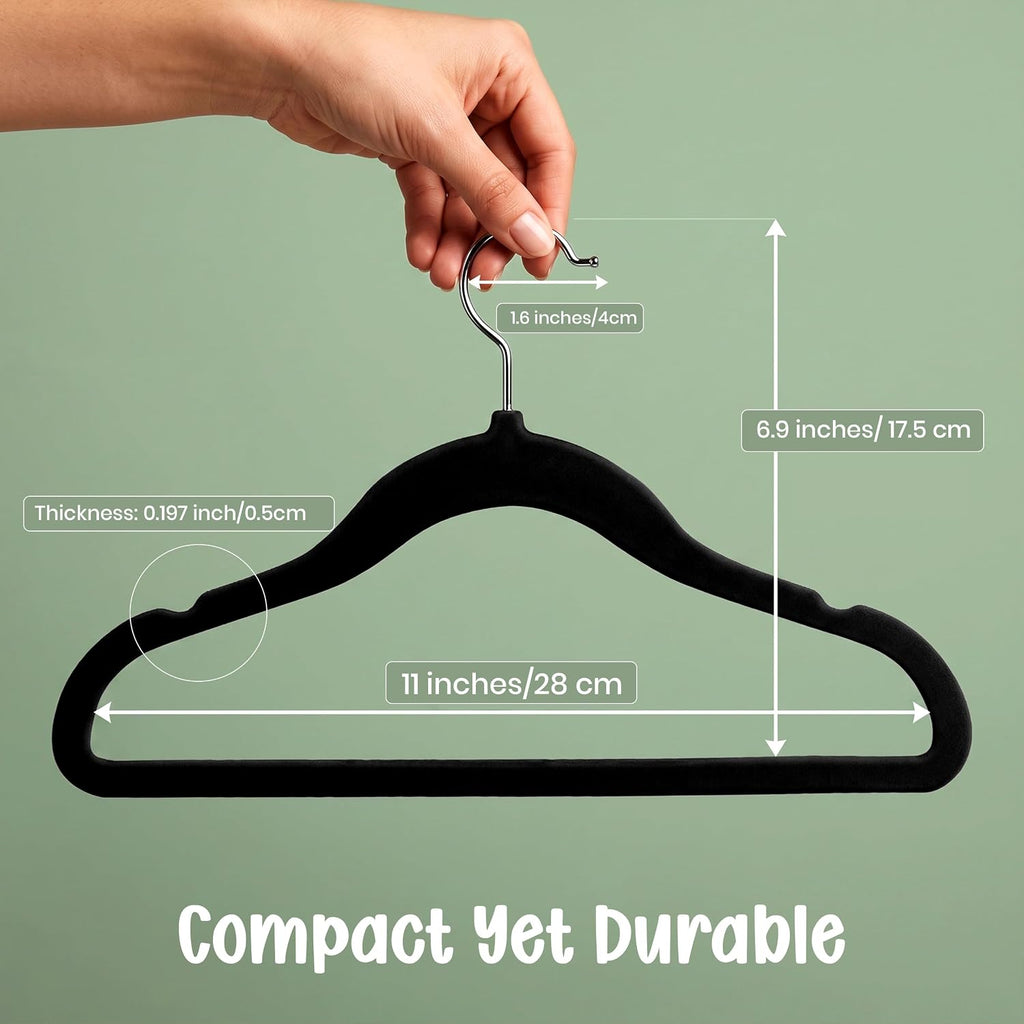 Utopia Home Kids Velvet Hanger 20 Pack – 11" Premium Baby Hangers - Black