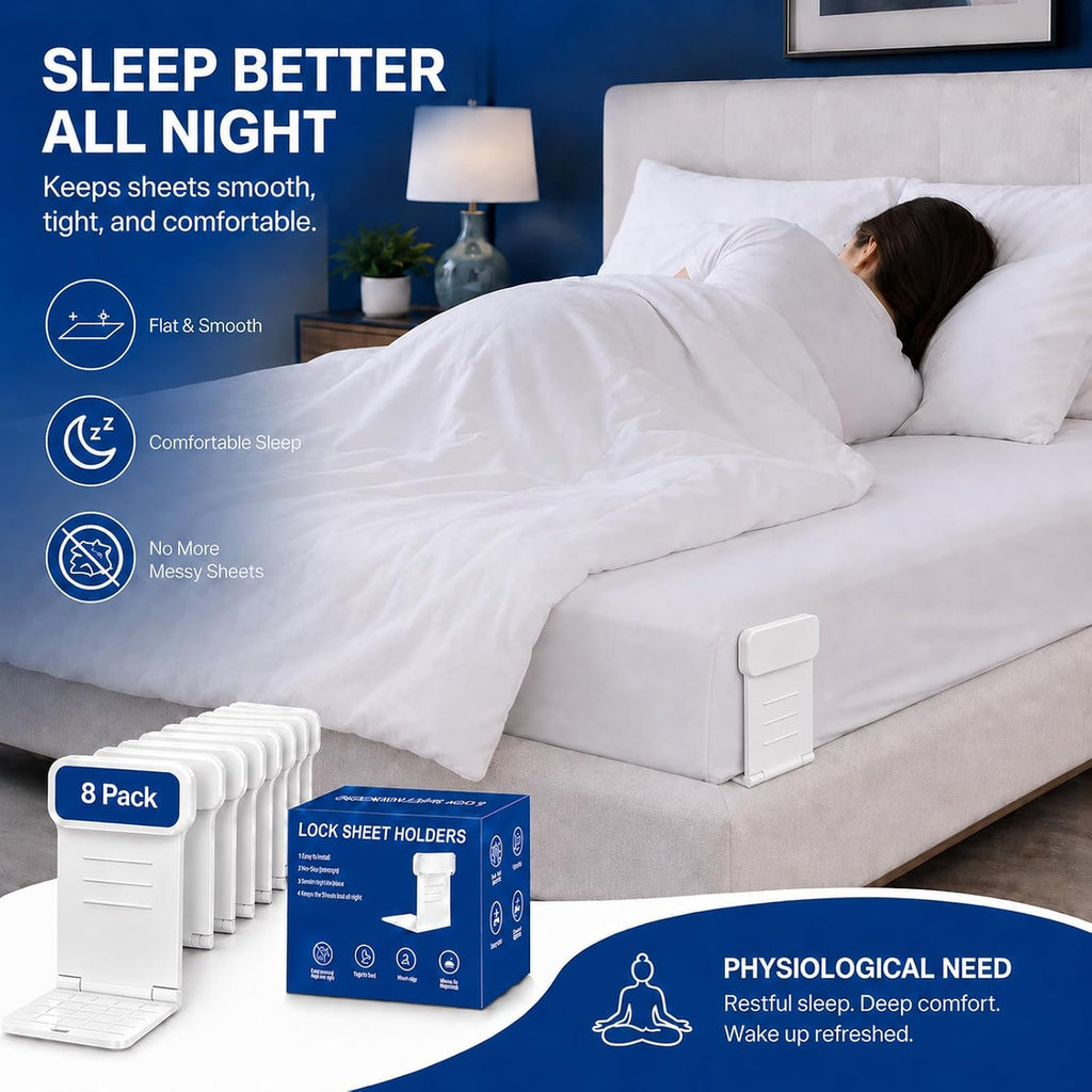 Bed Sheet Holders for Corners, Non-Slip Fitted Sheet Holders, Secure Corner Grippers Keep Sheets Firm & Tight, Easy Install for Fitted Sheets and Mattress Covers