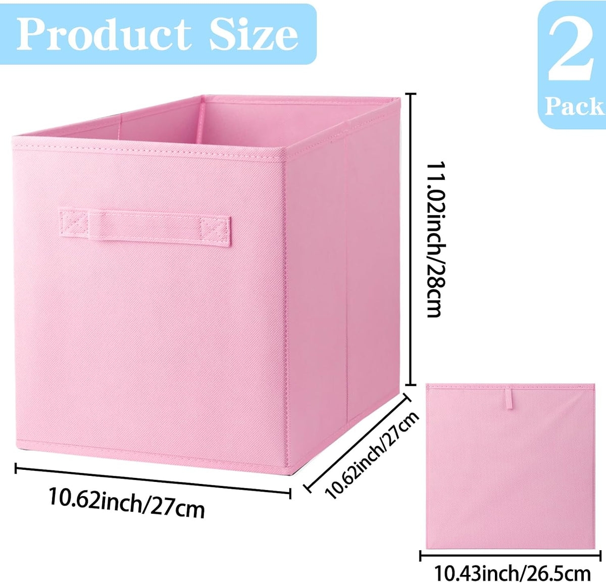 10.5" Collapsible Storage Cubes, Fabric Foldable Storage Bins With Handles