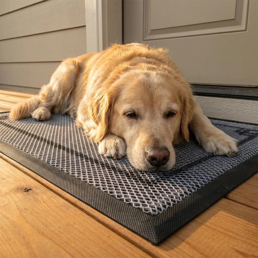 Muddy Mat® Meshy Mat® Door Mat Heavy-Duty Quick-Dry Floor Mat, Sand & Dirt Trapper for Indoor & Outdoor, Ideal for Entrance, Patios & Garages,Low-Profile,Non-Slip,Washable– Border 16"x24"x0.4"