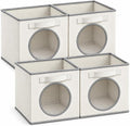 Fabric Storage Cubes with Mesh Window, 11'' Cube Storage Bin, Ivory, 4 Pack