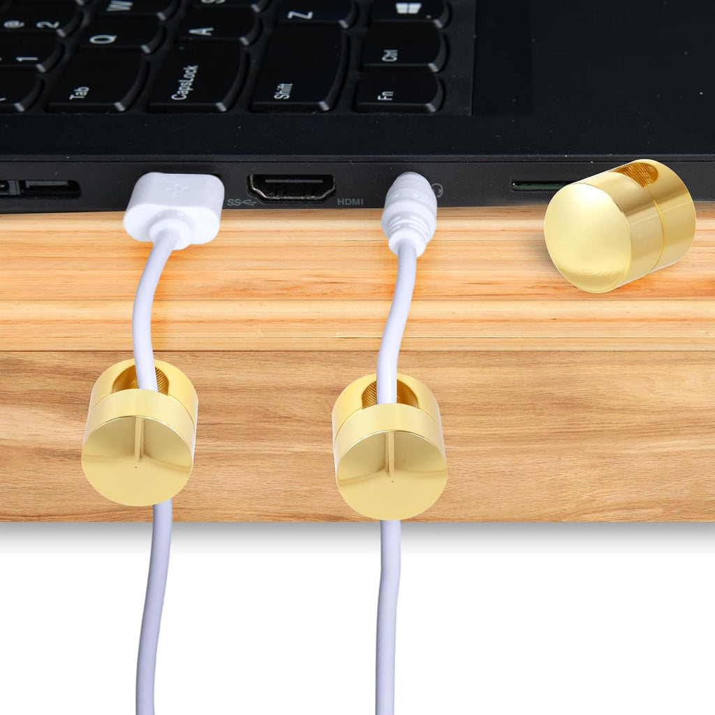 SmallCat 10 Sets Charger Holders for Cords, Metal Cord Holder -Gold