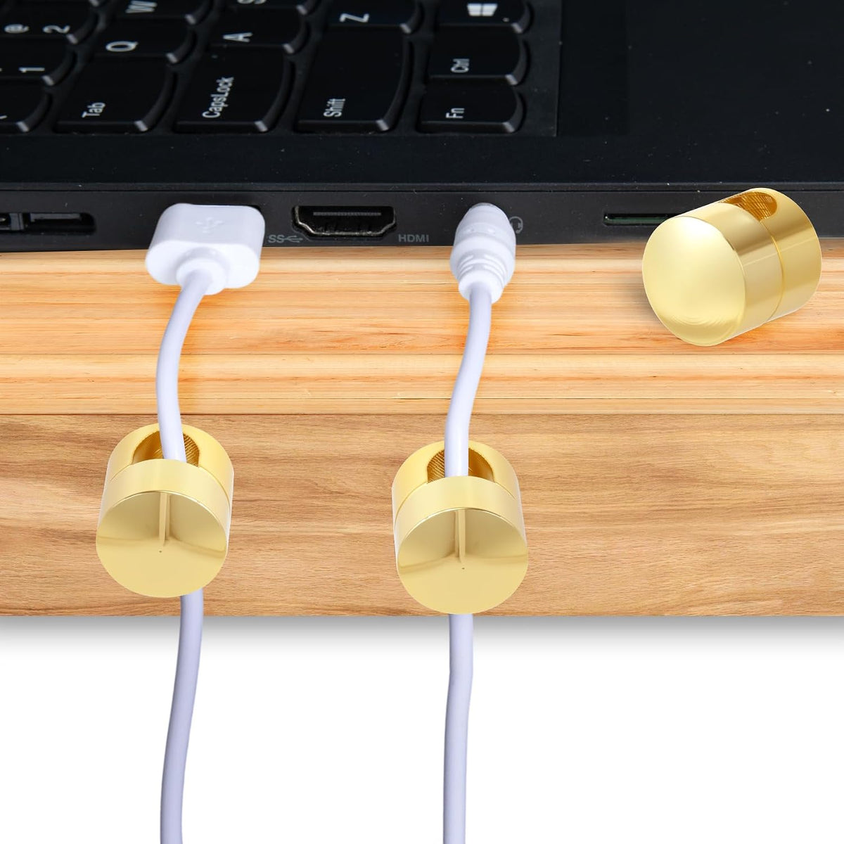 SmallCat 10 Sets Charger Holders for Cords, Metal Cord Holder -Gold