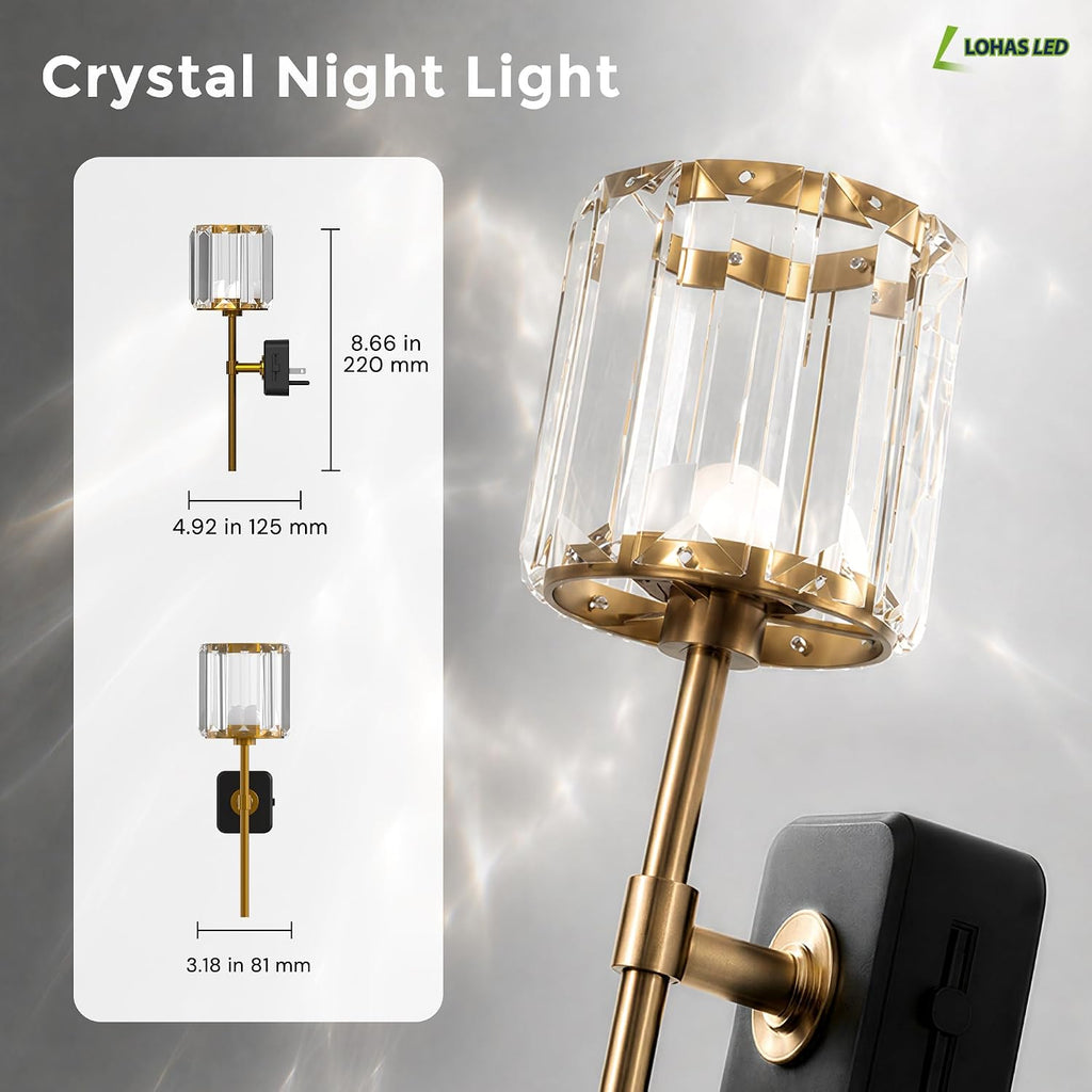 L LOHAS LED Night Lights Plug into Wall,Crystal Acrylic Cylinder Nightlight