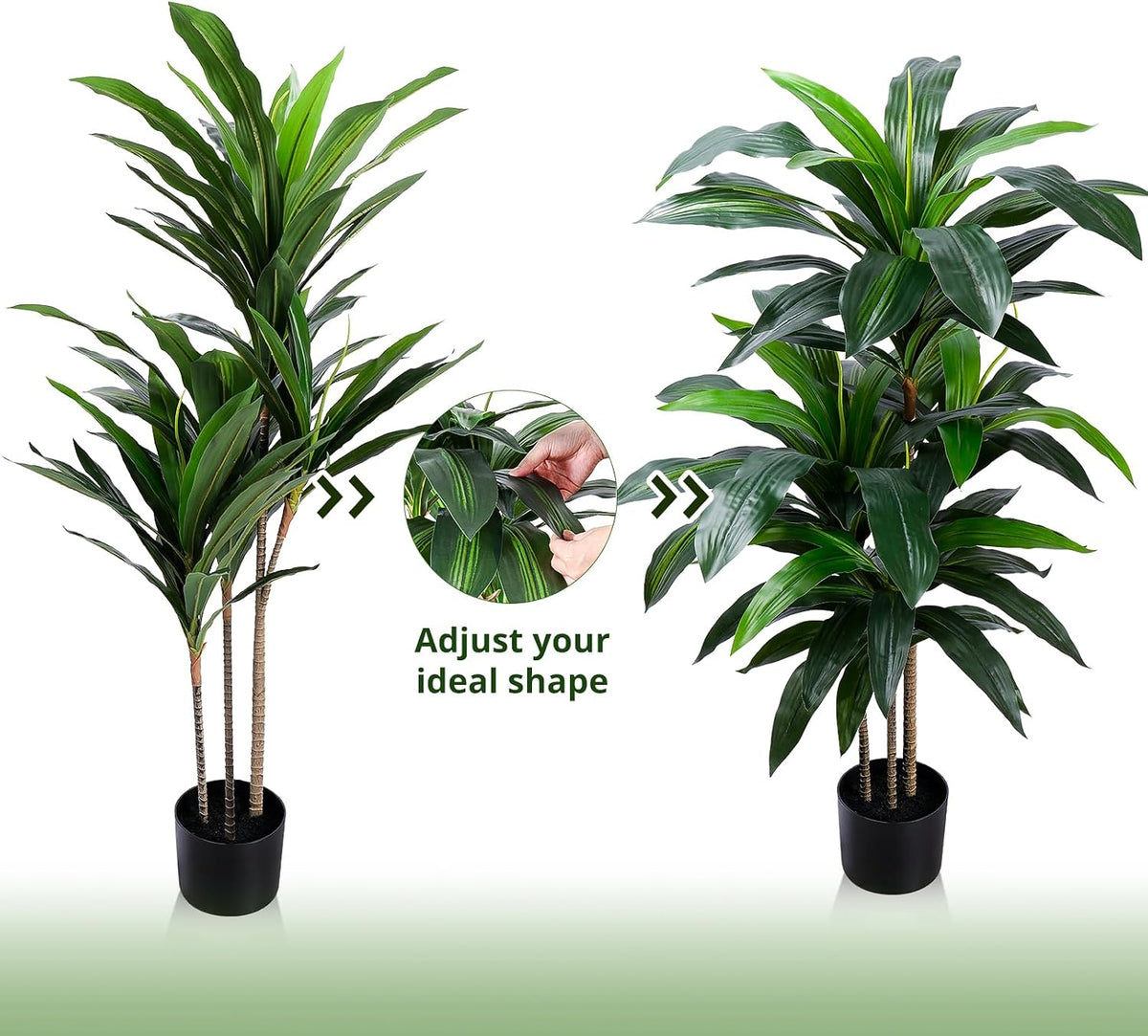 Yepdin Artificial Dracaena Tree 4FT, Fake Tree with Plastic Pot, Fake Tropical Yucca Floor Plant, Lifelike Foliage and Branches, Artificial Plants Indoor for Home Office Living Room Decor Indoor