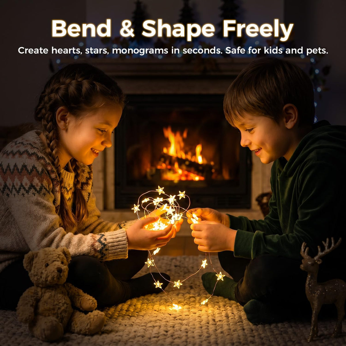 Star String Lights Battery Operated, 40ft 120 LED 8 Modes Copper Wire