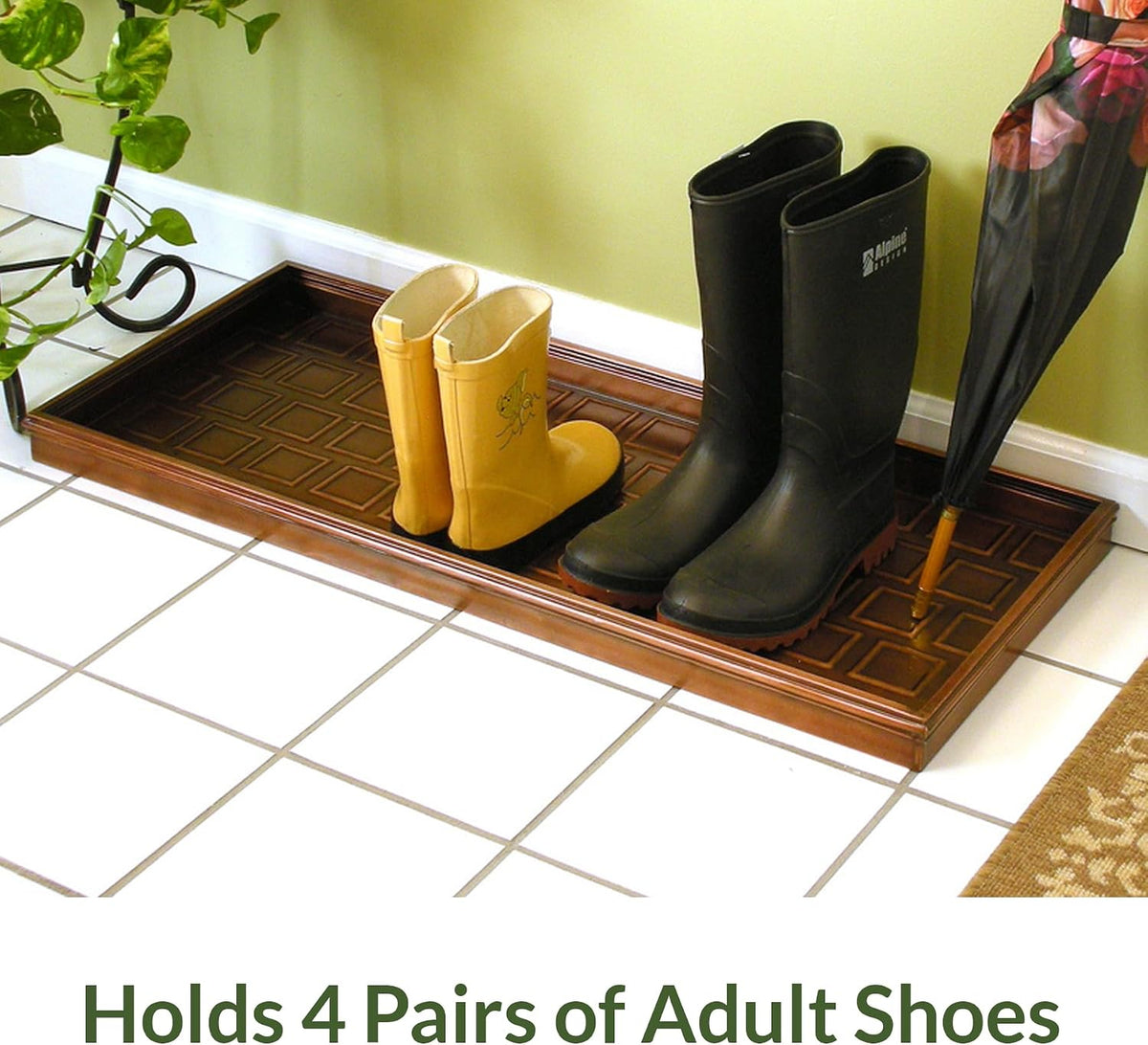Good Directions Large Boot Tray, Squares Multi-Purpose All Weather Decorative Boot Tray, Shoes, Plants, Garage, Patio Door, Pet Bowls, 34 inch Entry Indoor Shoe Tray, Copper Finish