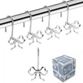 Bow Shower Curtain Hooks, 12-Pack Silver Metal Decorative Bow Knot Rings