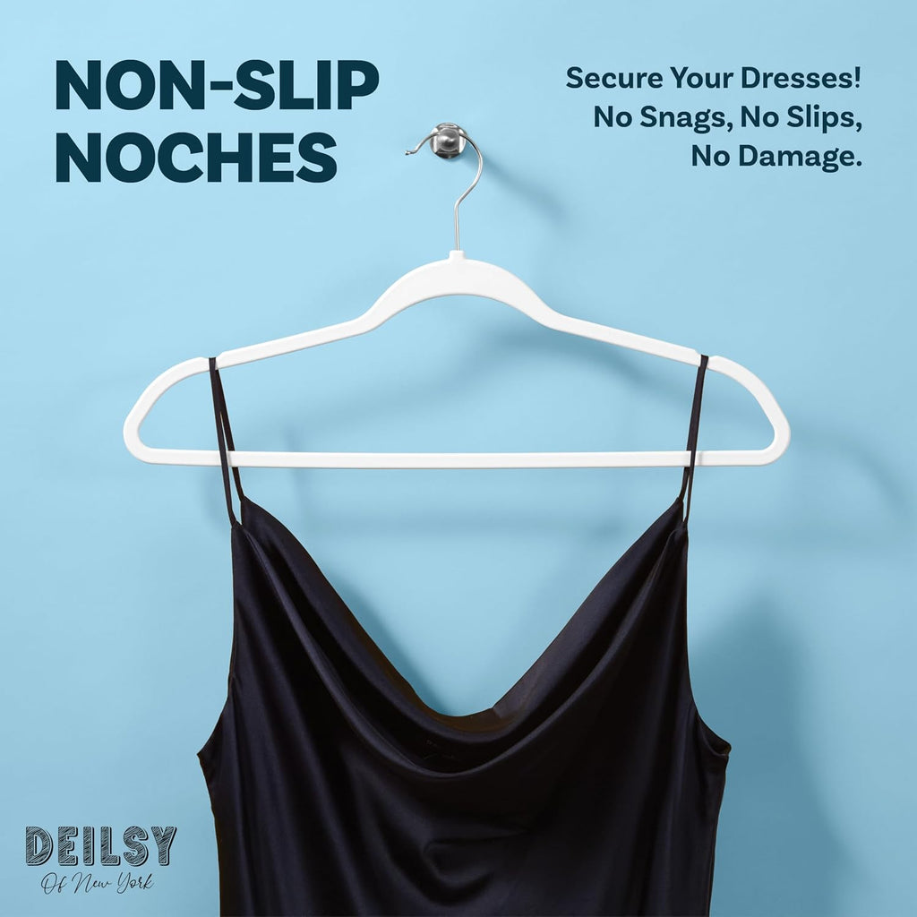 DEILSY™ Non-Velvet Thin Hangers Space Saving White Hangers 50 Pack