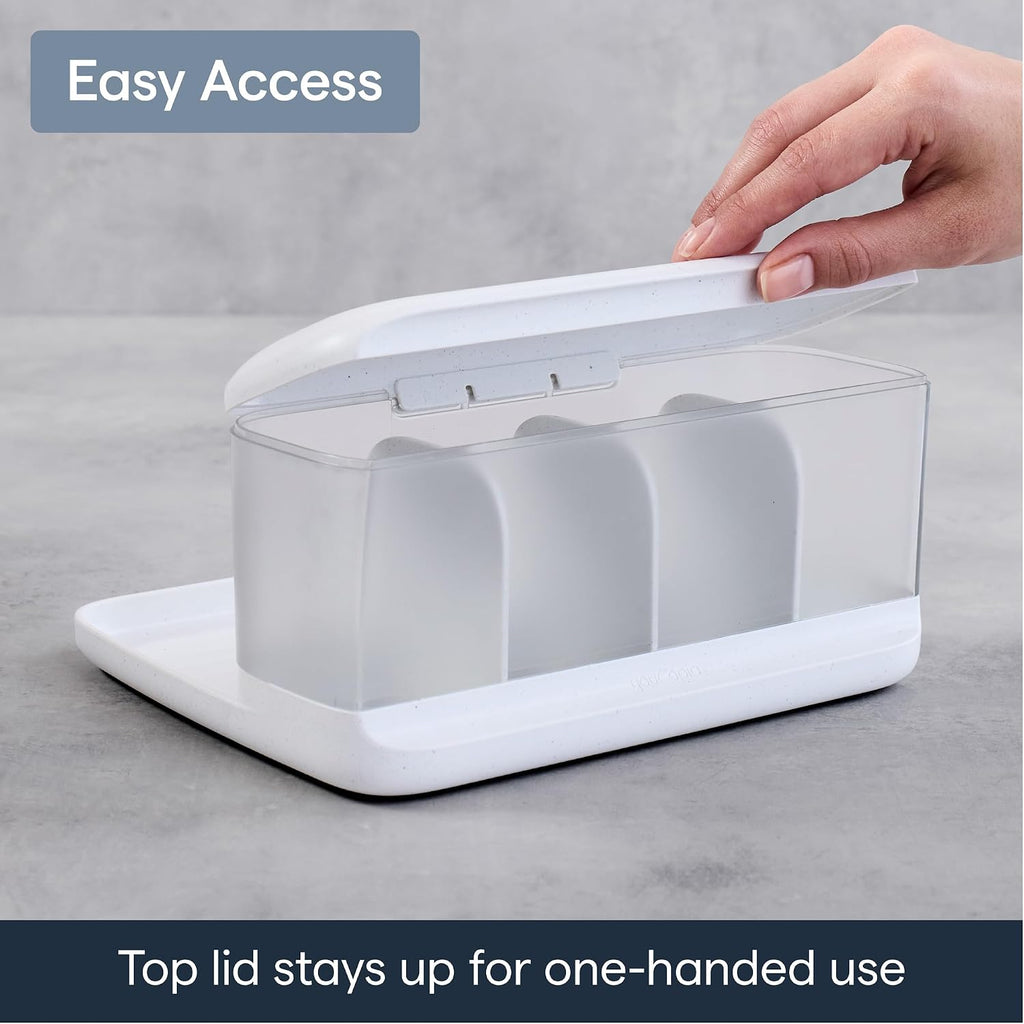 YouCopia HideAway Counter Caddy, Bathroom Vanity Countertop Organizer Tray with Adjustable Dividers and Lid