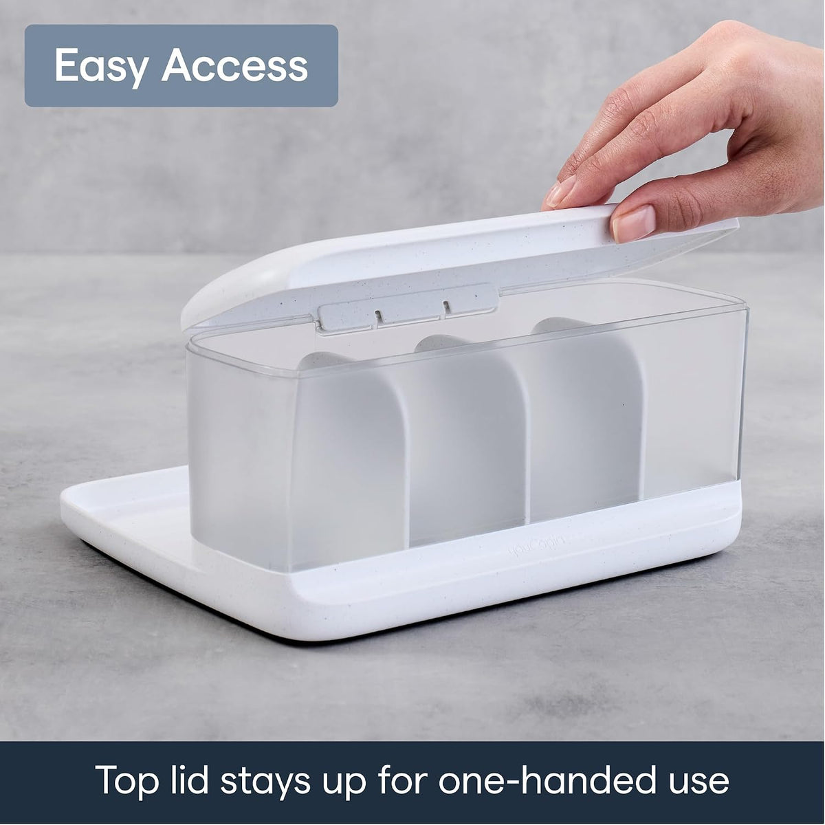 YouCopia HideAway Counter Caddy, Bathroom Vanity Countertop Organizer Tray with Adjustable Dividers and Lid